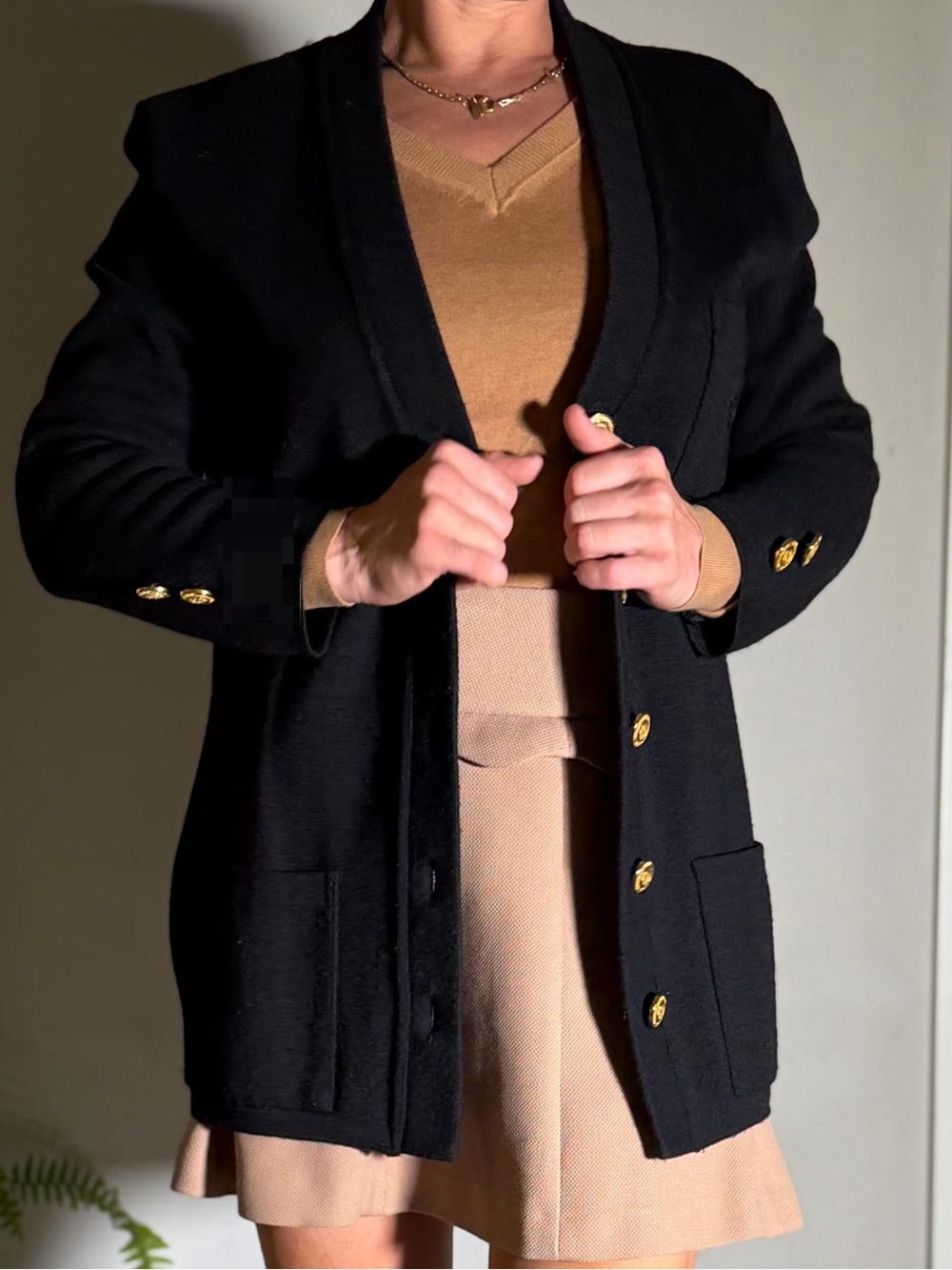 Vintage Chassagnard Wool-blend Cardigan in Blue/Black - EUR 40 Made in France